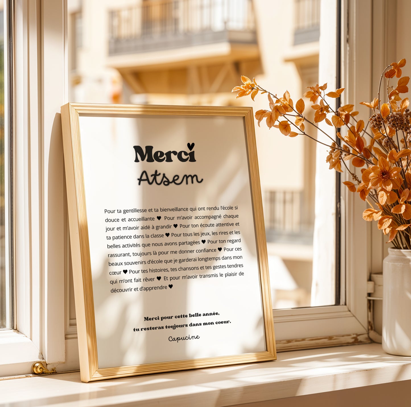 Affiche personnalisée Merci ATSEM – Cadeau Noël, fin d’année scolaire ou simple remerciement – Poster carte personnalisé atsem