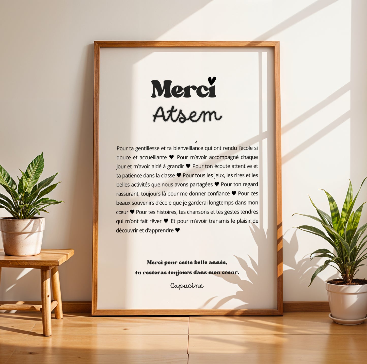 Affiche personnalisée Merci ATSEM – Cadeau Noël, fin d’année scolaire ou simple remerciement – Poster carte personnalisé atsem