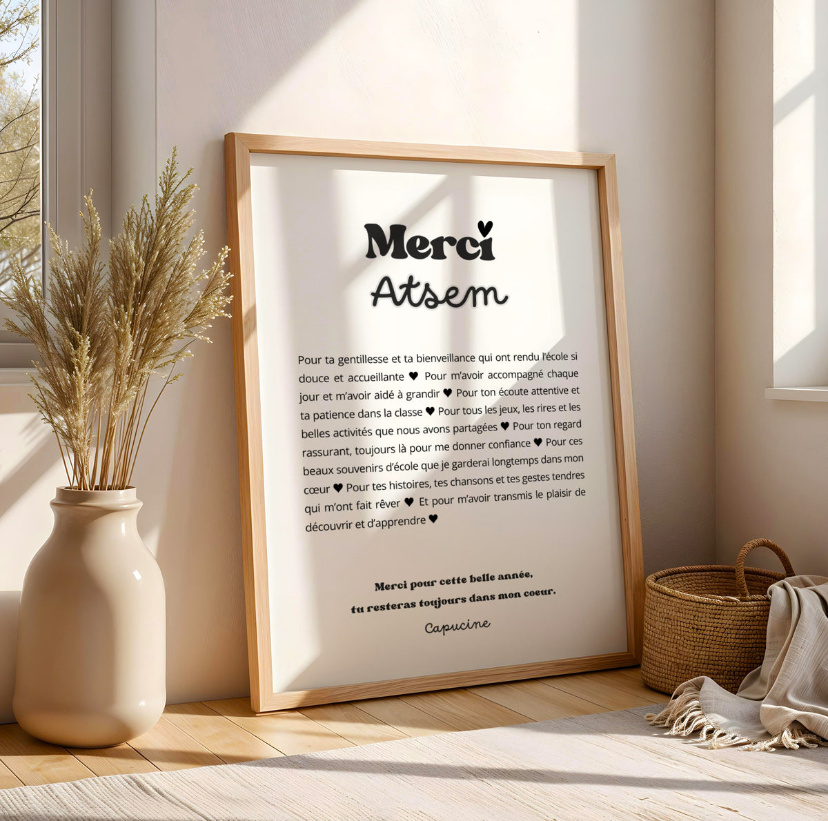 Affiche Merci ATSEM Personnalisée – Cadeau ATSEM Fin d'Année Scolaire Noël Remerciement - Image 1