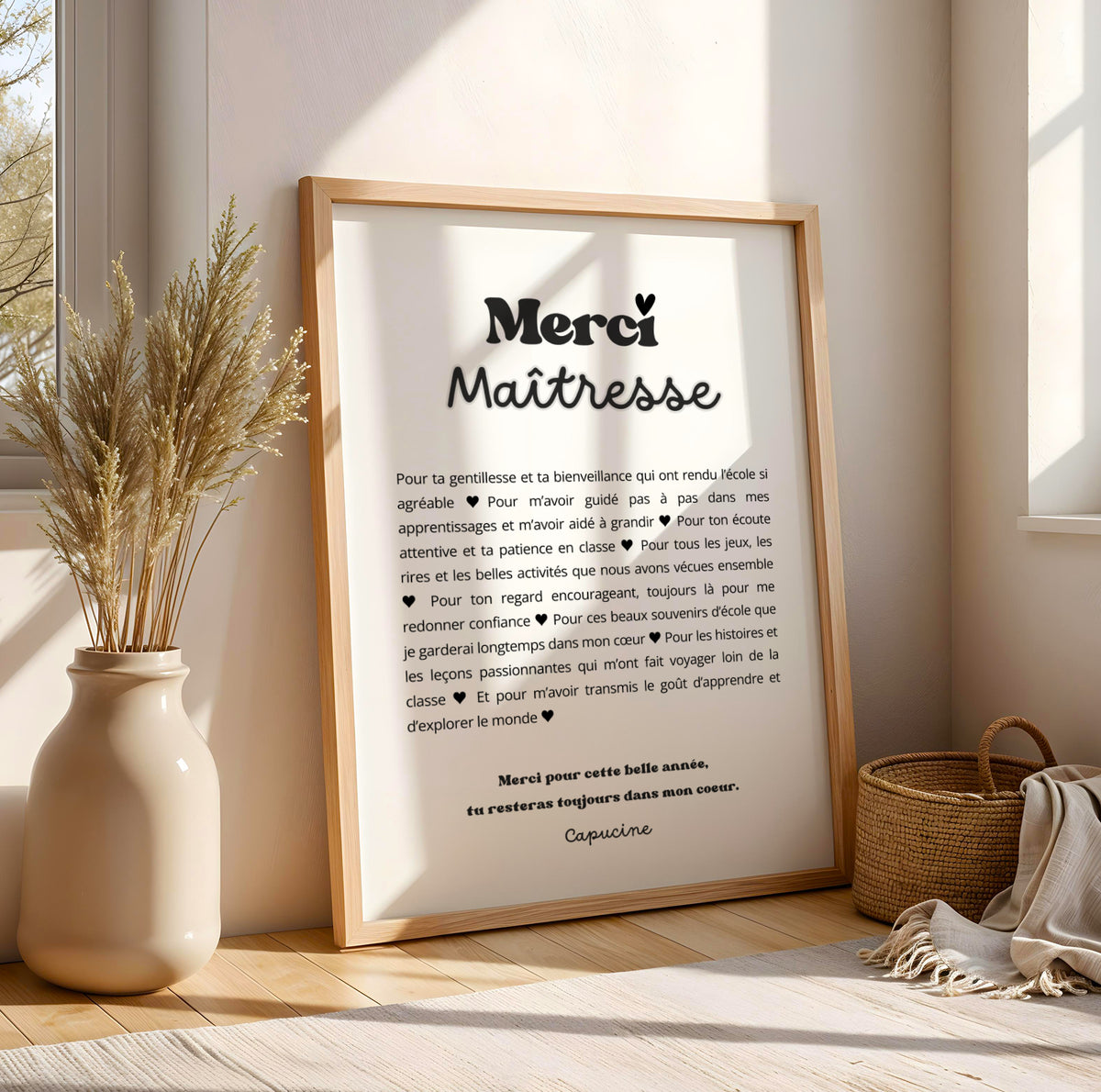 Affiche Merci Maîtresse Personnalisée – Cadeau Fin d'Année Scolaire Noël Fête Maîtresses - Image 4