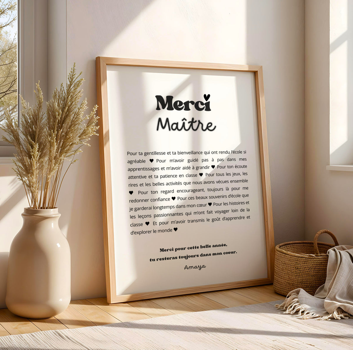 Affiche Merci Maître Personnalisée – Cadeau Fin d'Année Scolaire Noël Fête des Maîtres - Image 1