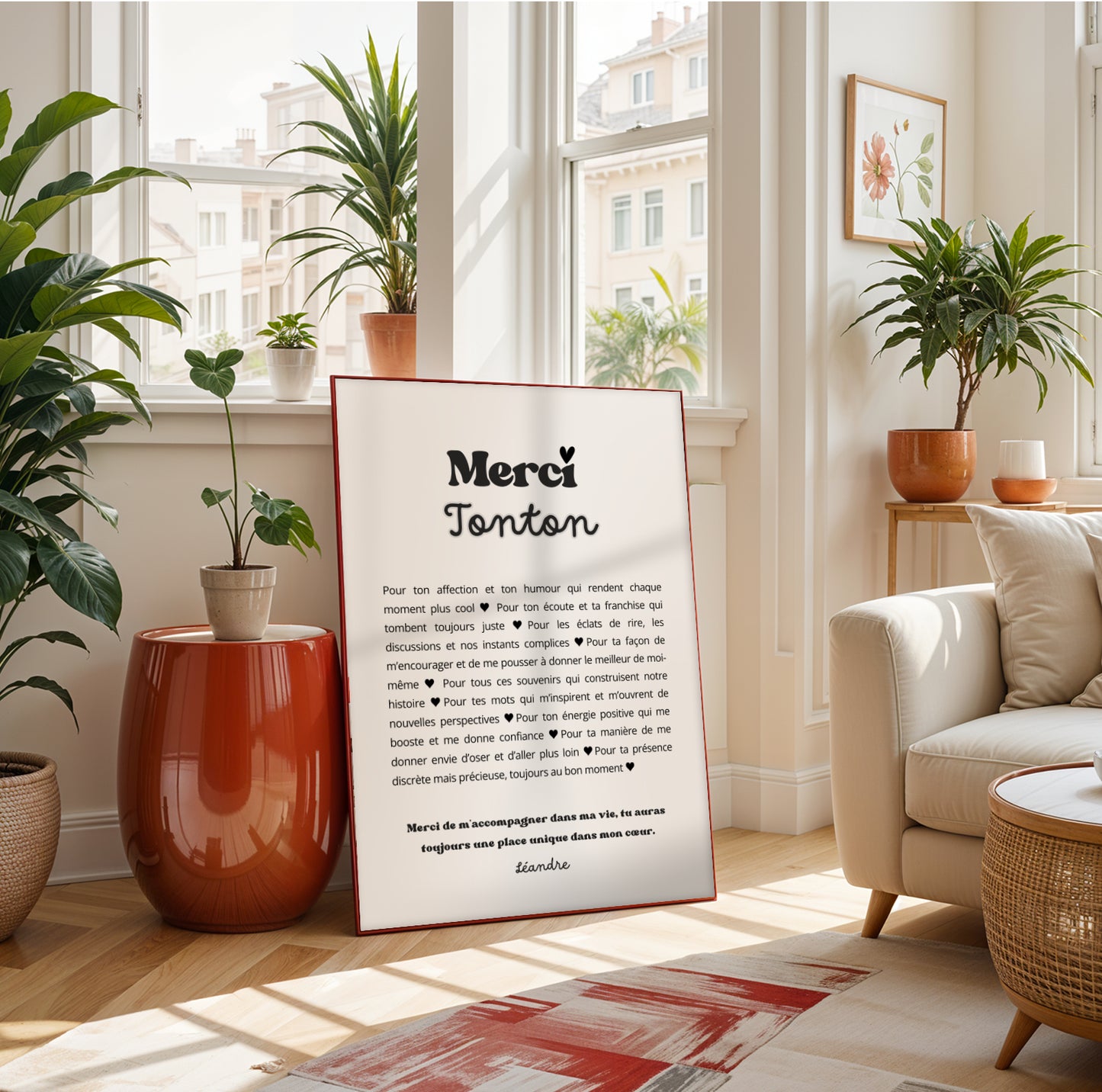 Affiche personnalisée “Merci Tonton” – Cadeau Noël, Anniversaire ou Surprise – Poster et carte personnalisée