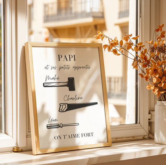 Affiche papi personnalisée - Cadeau papi personnalisée - Cadeau fête des grands-pères par Le Temps des Paillettes