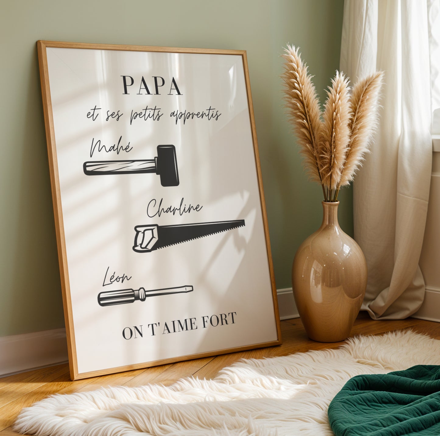 Affiche Papa Personnalisée avec Outils et Prénoms – Cadeau Unique Fête des Pères 2026 - Image 6