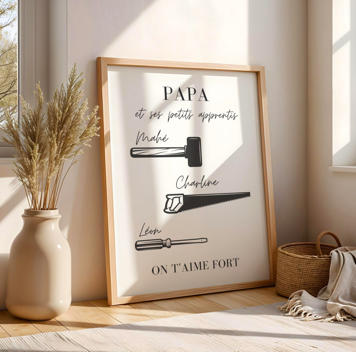 Affiche Papa Personnalisée avec Outils et Prénoms – Cadeau Unique Fête des Pères 2026 - Image 4