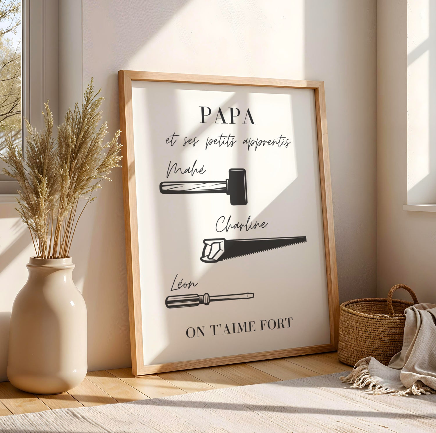 Affiche Papa Personnalisée avec Outils et Prénoms – Cadeau Unique Fête des Pères 2026 - Image 4