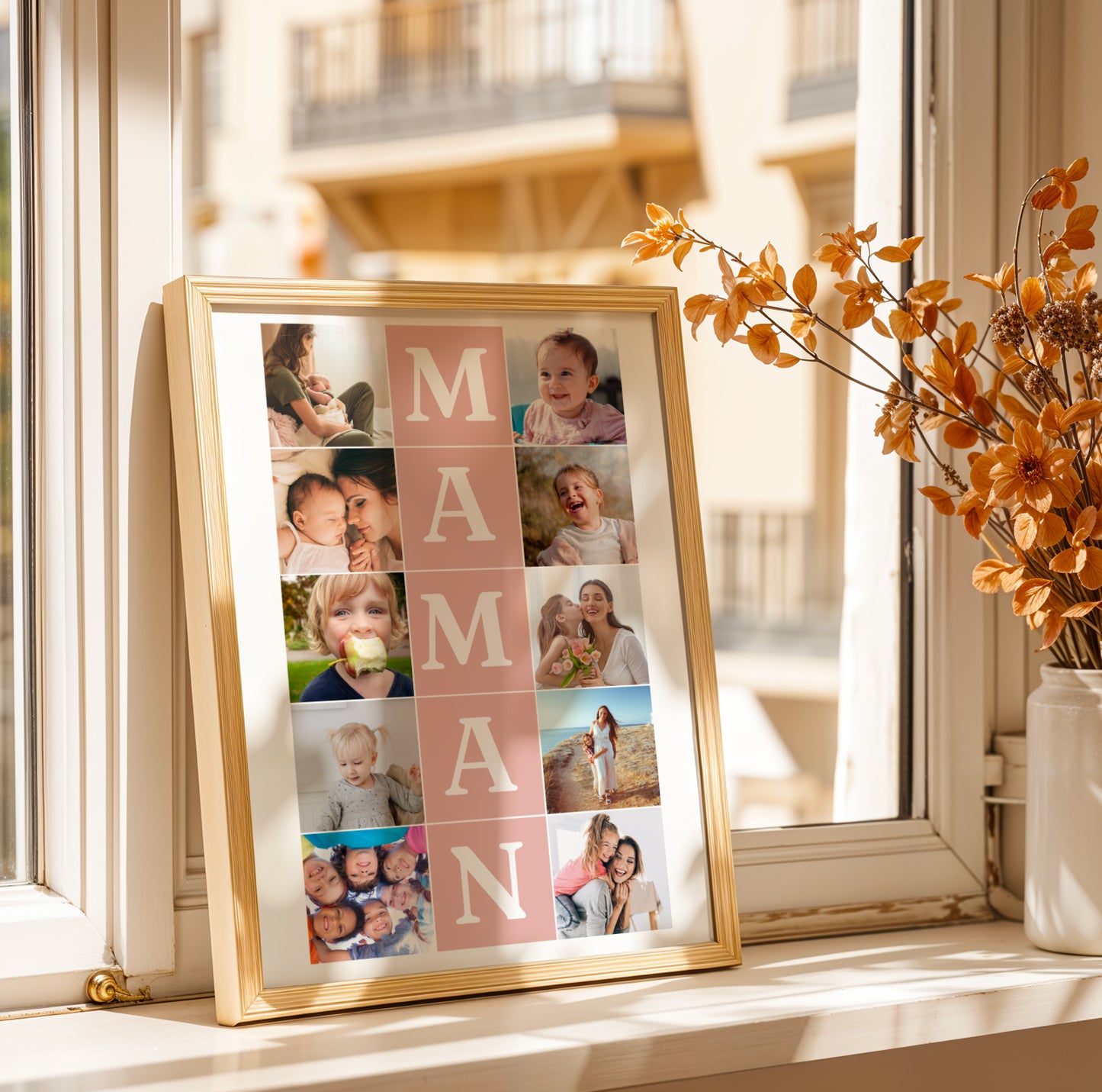 Affiche photo Pêle-Mêle "MAMAN" avec 10 Photos | Cadeau Fête des Mères | Poster Définition Maman |  Idée Cadeau Anniversaire