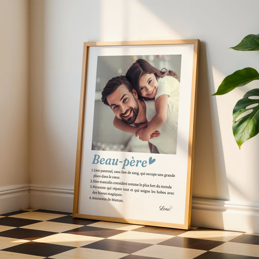 Affiche Mosaïque Photos pour Beau-Père – Cadeau Personnalisé Fête des Pères 2026