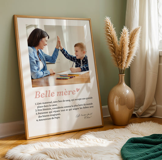 Affiche Définition Photos Belle-Mère | Idée Cadeau Noël Belle-Maman | Poster Collage Photo, Cadre Personnalisable Belle-Maman