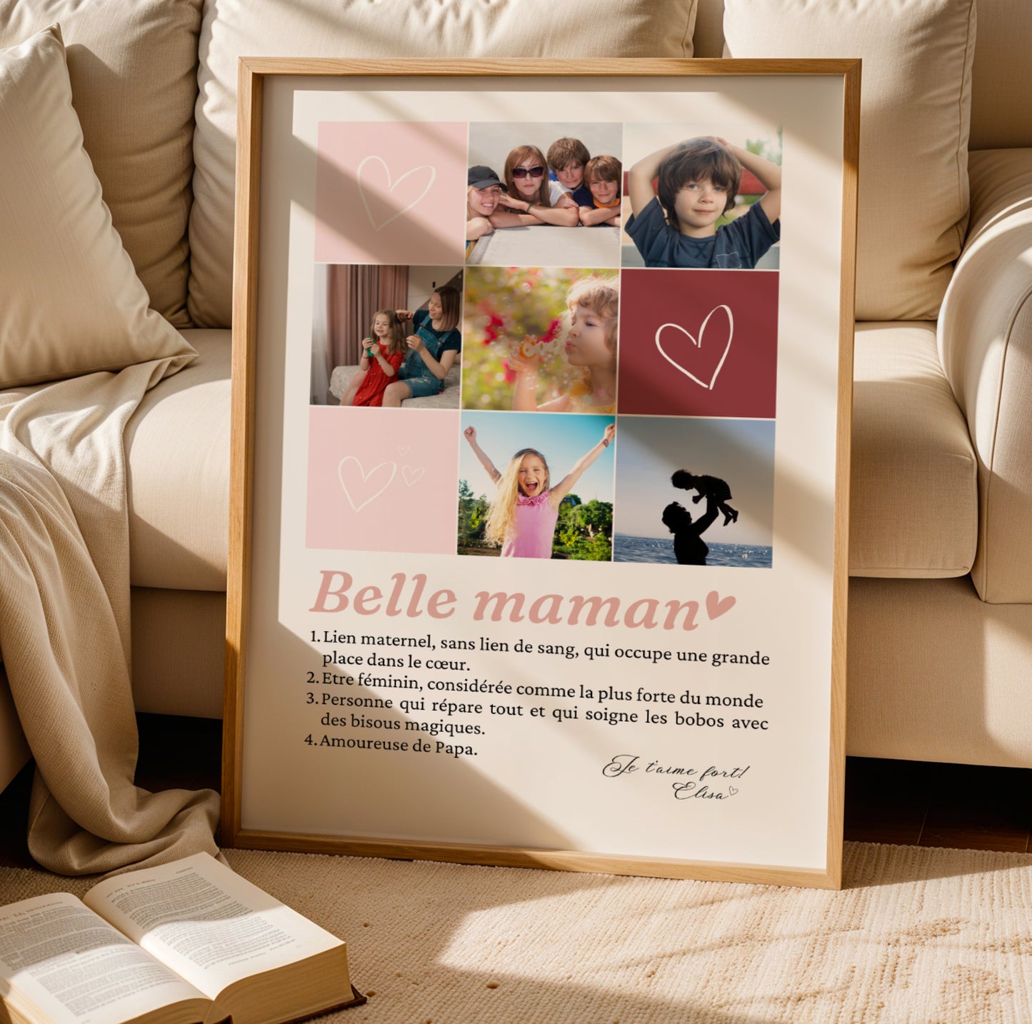 Affiche Définition Photos Belle-Mère | Idée Cadeau Noël Belle-Maman | Poster Collage Photo, Cadre Personnalisable Belle-Maman - Image 5