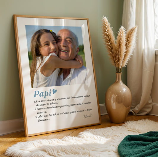 Affiche papi  personnalisée photos - cadeau personnalisé papi par Le Temps des Paillettes