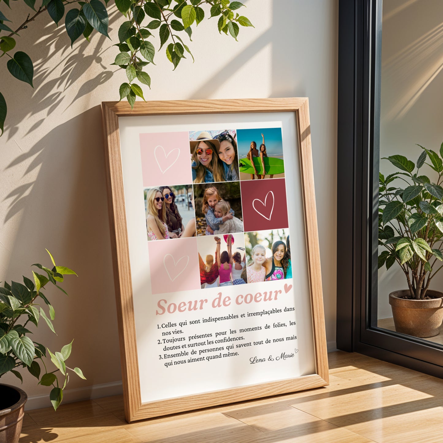 Affiche « Sœur de cœur » personnalisée avec photos et définition  - cadeau personnalisée BFF Meilleures amies