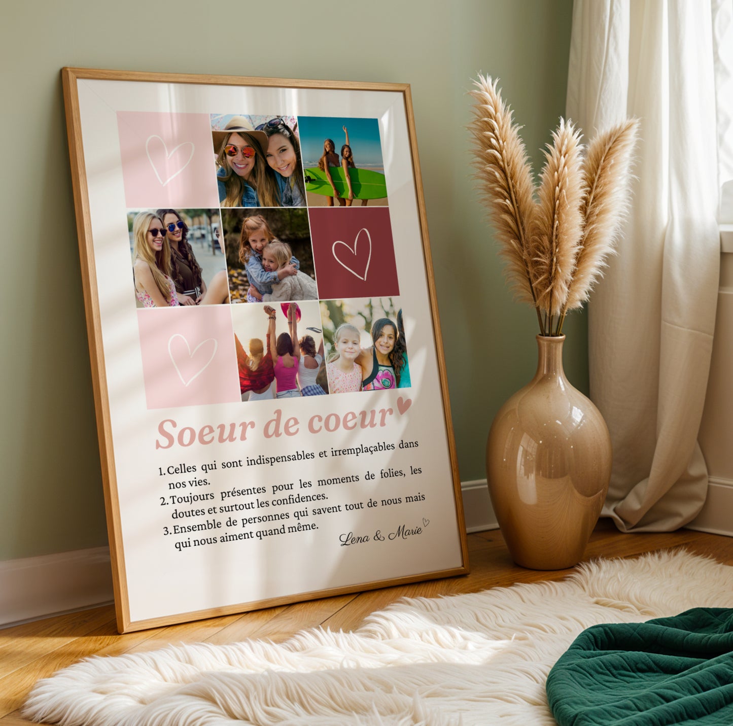 Affiche « Sœur de cœur » personnalisée avec photos et définition  - cadeau personnalisée BFF Meilleures amies