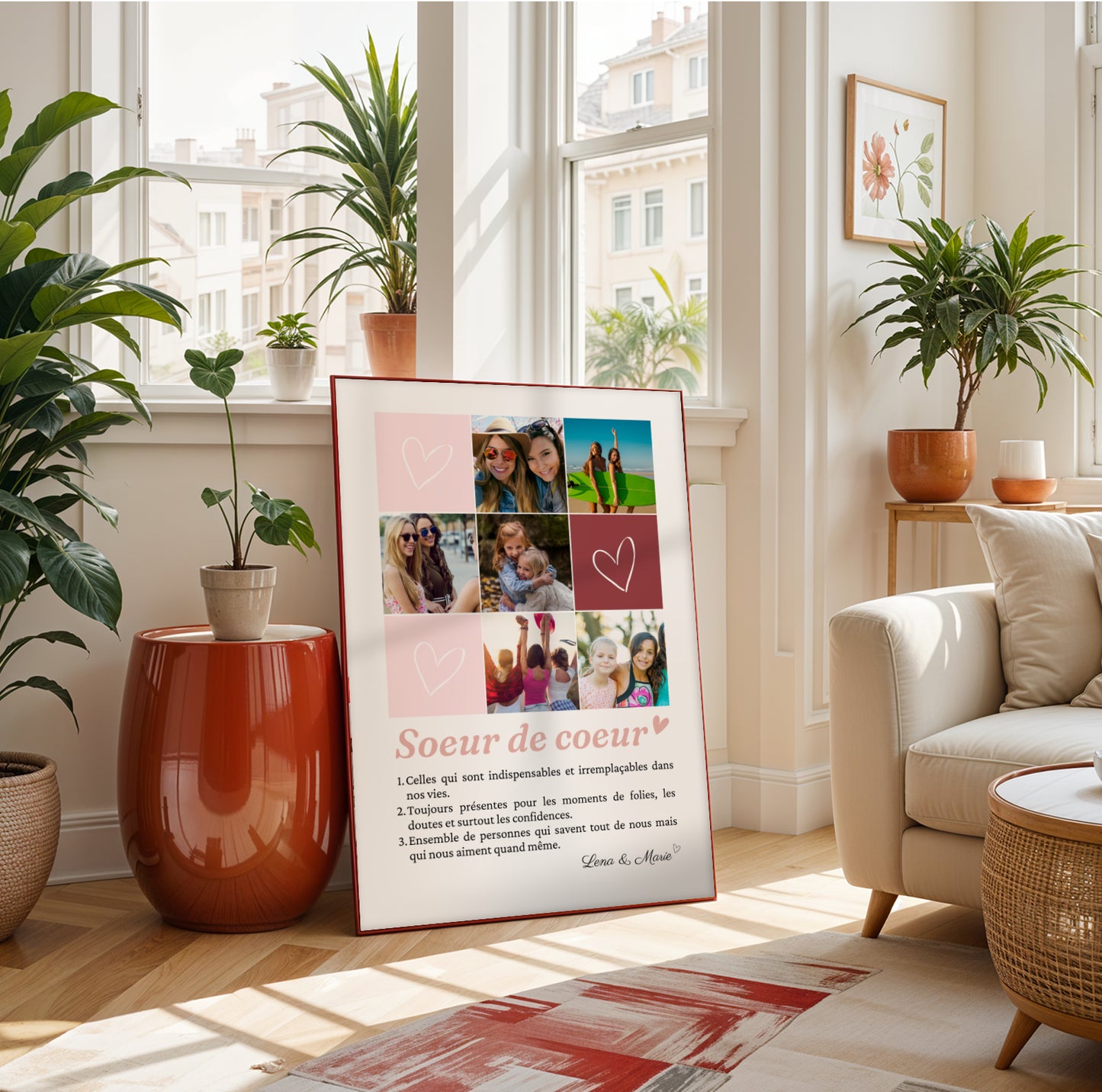 Affiche « Sœur de cœur » personnalisée avec photos et définition  - cadeau personnalisée BFF Meilleures amies