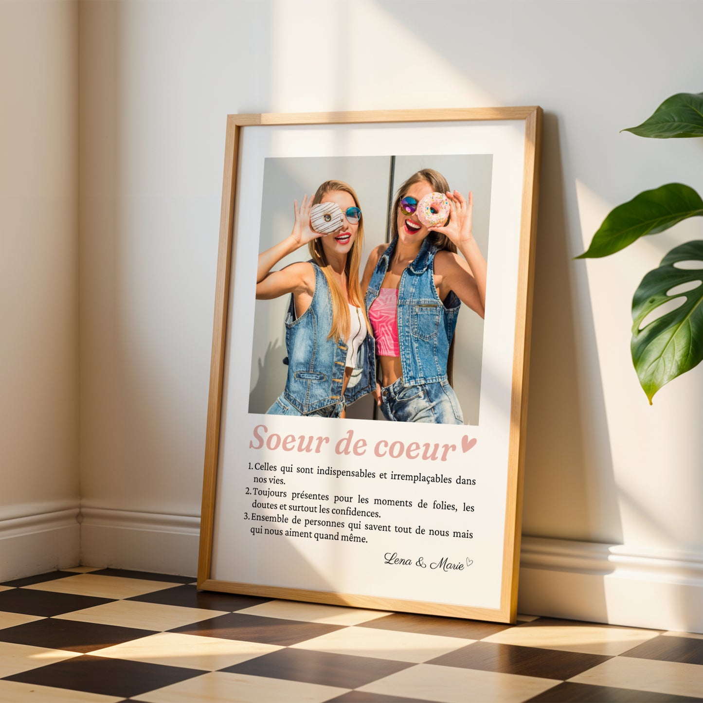 Affiche « Sœur de cœur » personnalisée avec photos et définition  - cadeau personnalisée BFF Meilleures amies