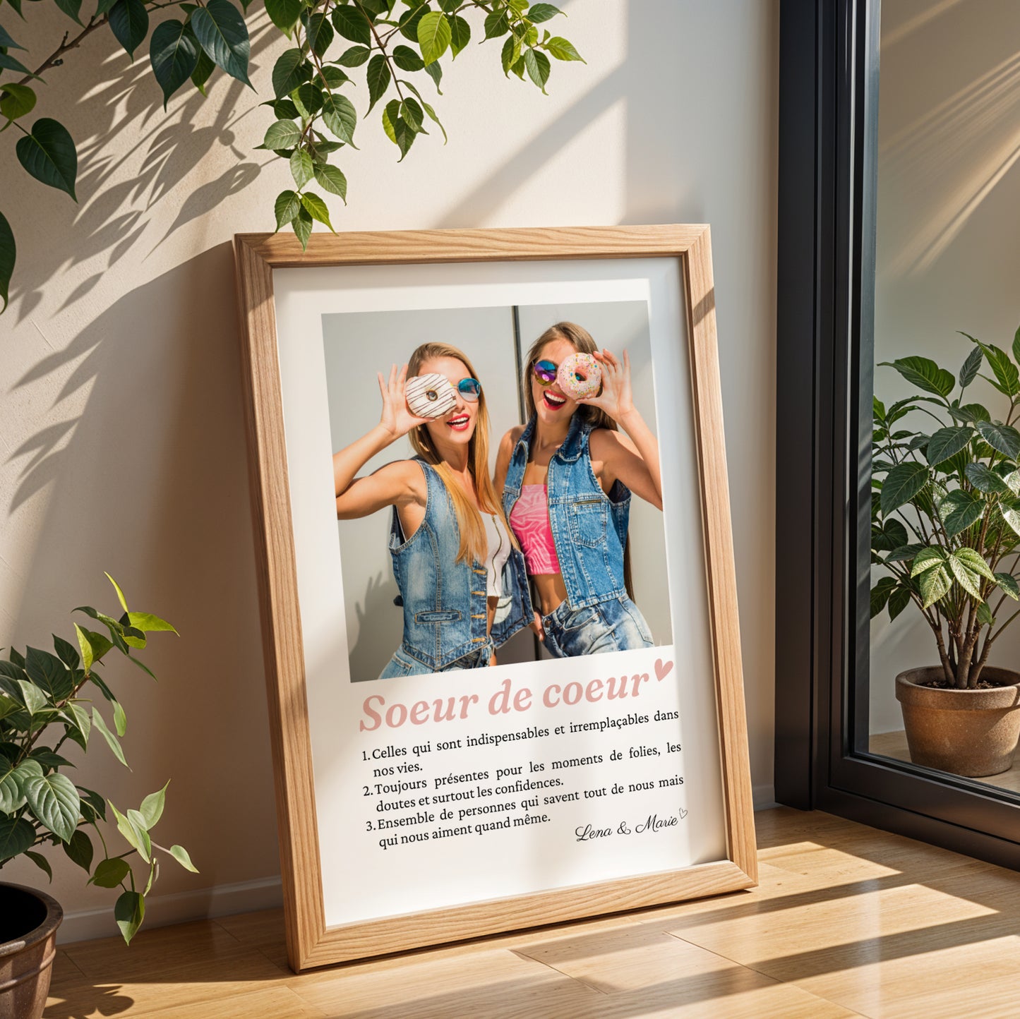 Affiche « Sœur de cœur » personnalisée avec photos et définition  - cadeau personnalisée BFF Meilleures amies