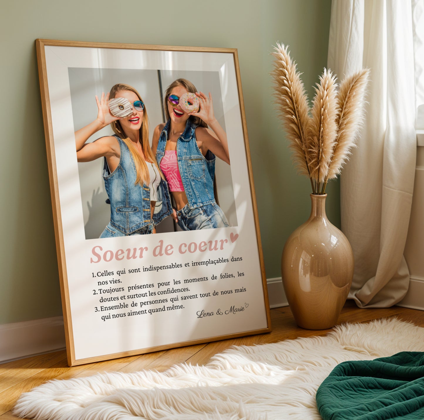 Affiche « Sœur de cœur » personnalisée avec photos et définition  - cadeau personnalisée BFF Meilleures amies