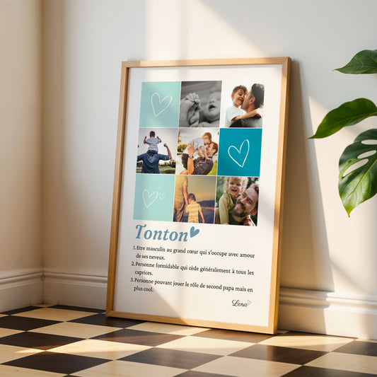 Affiche tonton personnalisée photos - cadeau personnalisé tonton par Le Temps des Paillettes