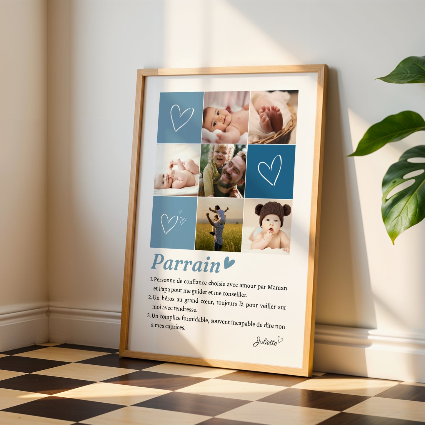 Affiche Définition Parrain Personnalisée – Mosaïque de 1, 6 ou 9 Photos
