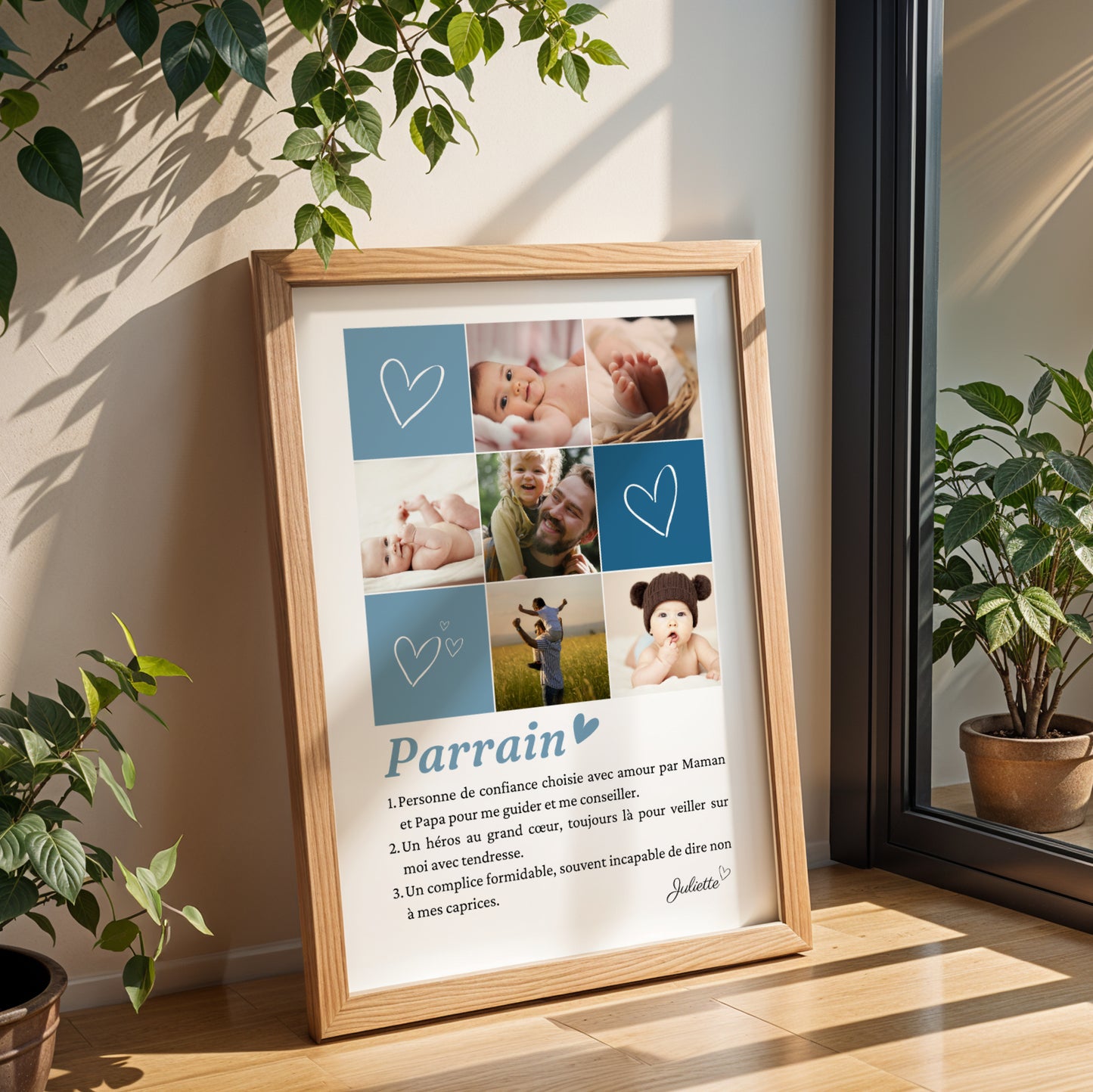 Affiche Définition Parrain Personnalisée – Mosaïque de 1, 6 ou 9 Photos