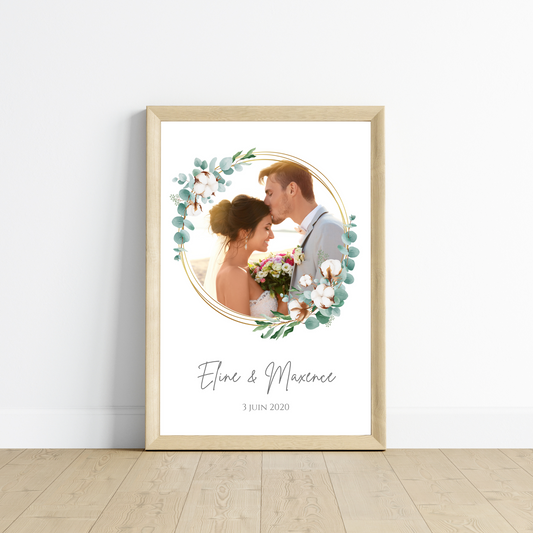 Affiche couple photo noce de coton - 1 an de mariage - affiche anniversaire de mariage par Le Temps des Paillettes - Le Temps des Paillettes