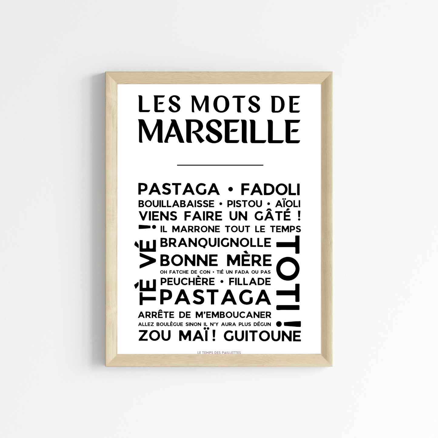 Affiche Marseille - Poster mots marseillais   par Le Temps des Paillettes