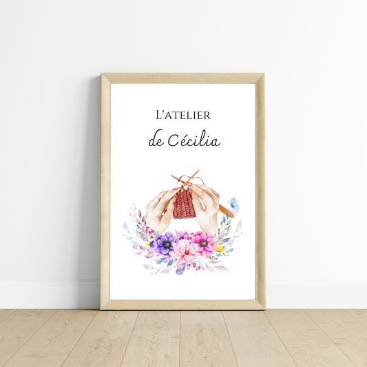 Affiche Atelier de Tricot Personnalisée - Affiche couturière tricoteuse personnalisée par Le Temps des Paillettes - Le Temps des Paillettes