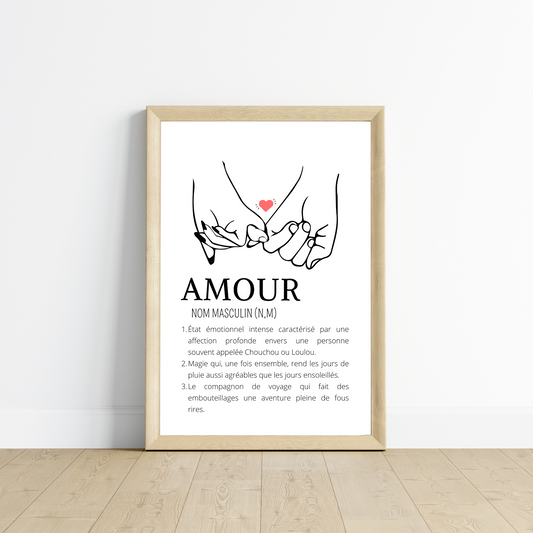 Affiche définition amour - Affiche couple minimaliste - Cadeau de Saint valentin par Le Temps des Paillettes - Le Temps des Paillettes