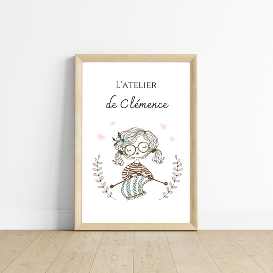 Affiche Atelier de Tricot Personnalisée - Affiche couturière tricoteuse personnalisée par Le Temps des Paillettes - Le Temps des Paillettes