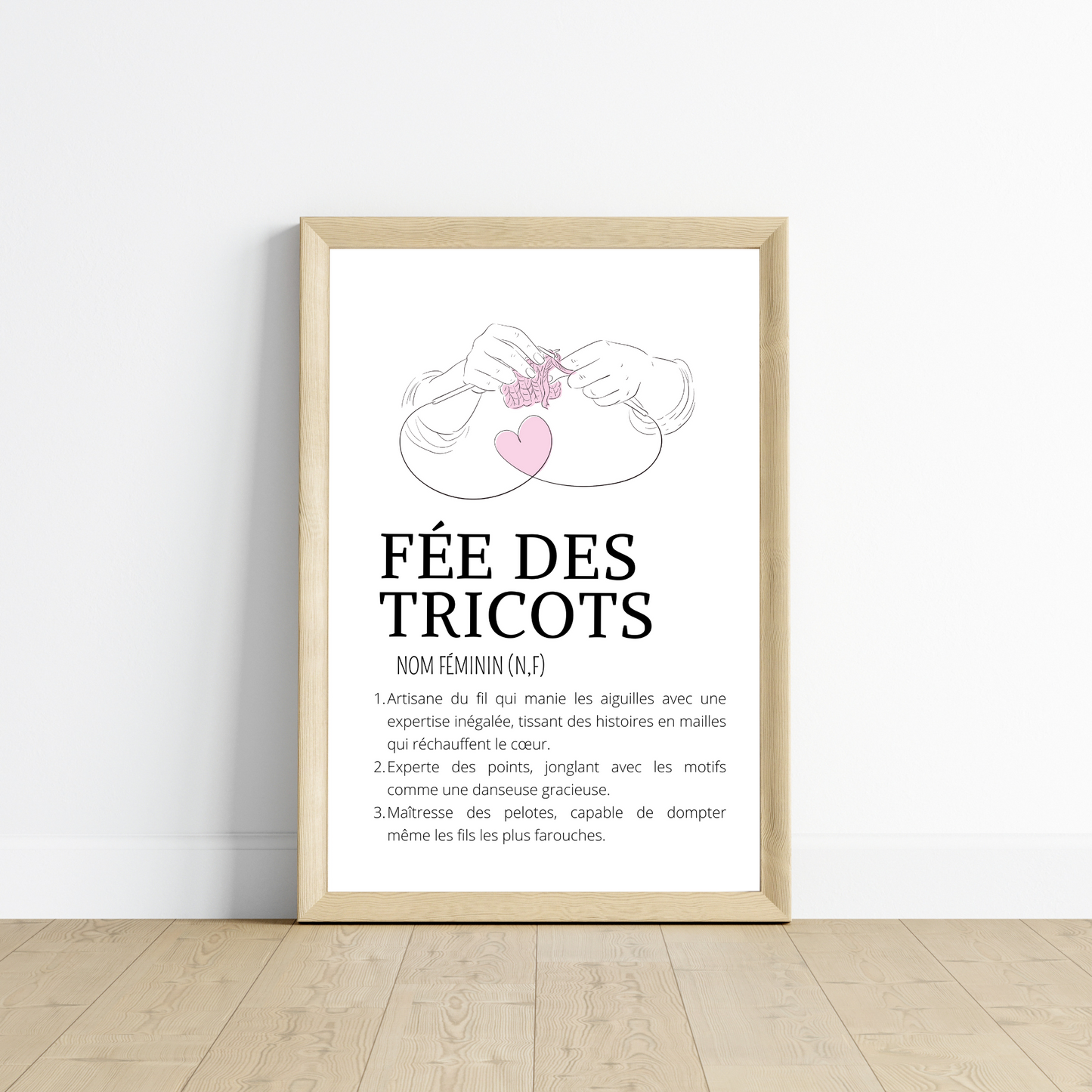 Affiche définition fée des Tricots - Affiche couturière tricoteuse par Le Temps des Paillettes