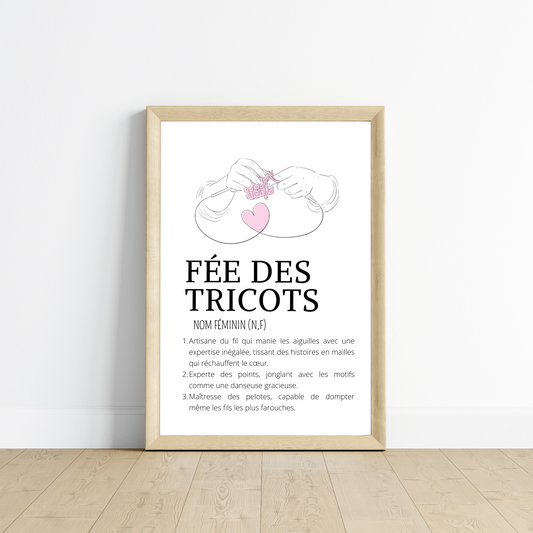 Affiche définition fée des Tricots - Affiche couturière tricoteuse par Le Temps des Paillettes - Le Temps des Paillettes