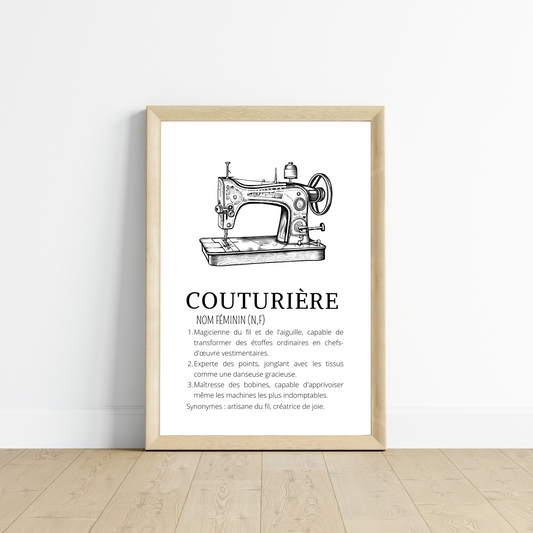 Affiche définition couturière - cadeau pour couturière tricoteuse personnalisée par Le Temps des Paillettes - Le Temps des Paillettes