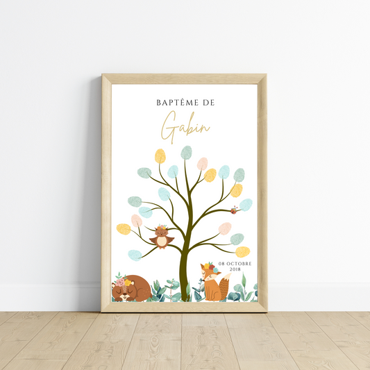 Arbre à empreintes personnalisé baptême / anniversaire - Affiche à télécharger par le Temps des Paillettes - Le Temps des Paillettes