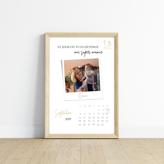 Affiche mamie et date de naissance - Affiche mamie personnalisée avec photo - cadeau mamie et petits enfants  par Le Temps des Paillettes