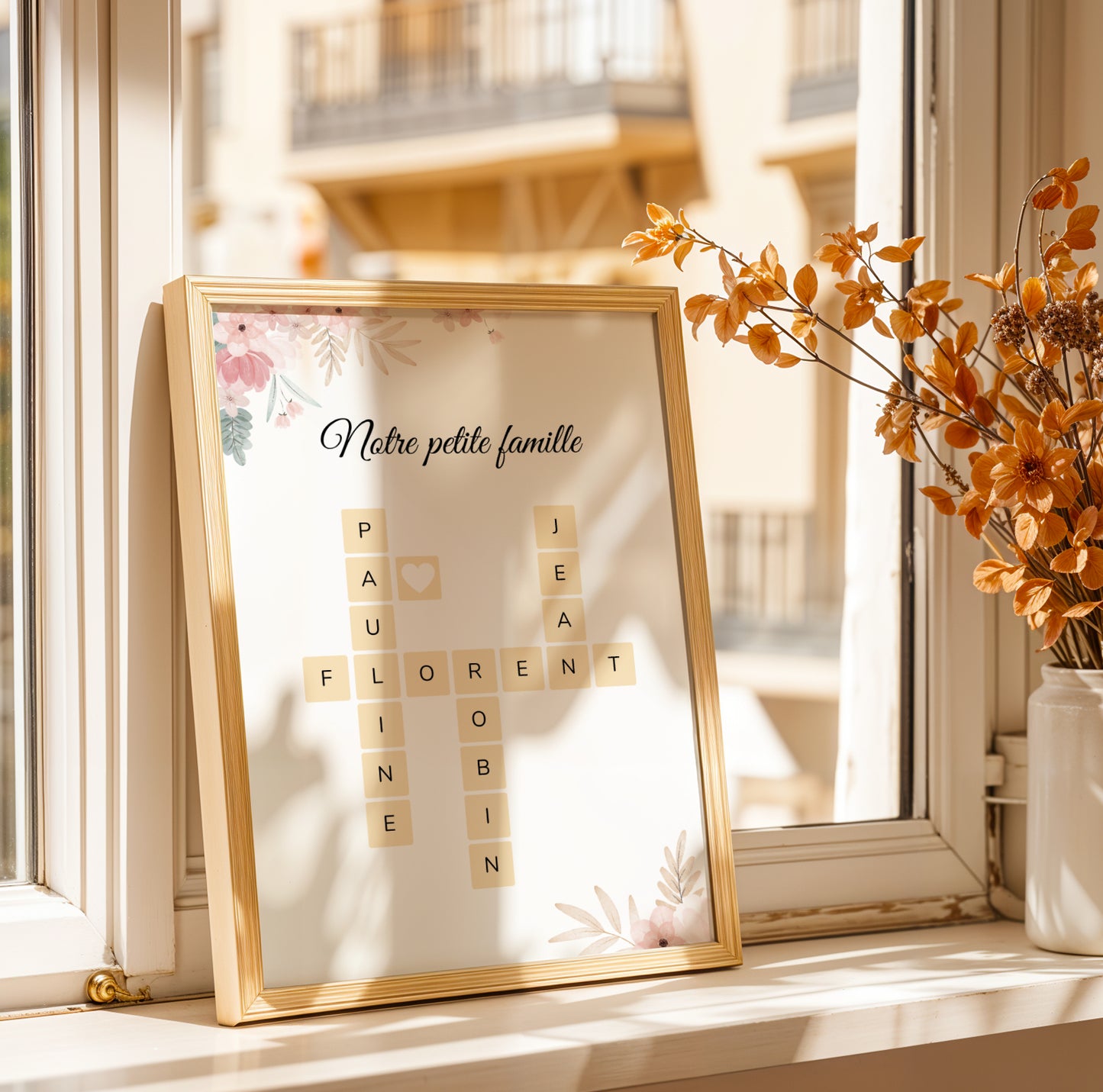 Affiche Scrabble Pêle-Mêle Famille Personnalisée Rose – Prénoms Entrelacés Cadeau Noël Anniversaire - Image 4