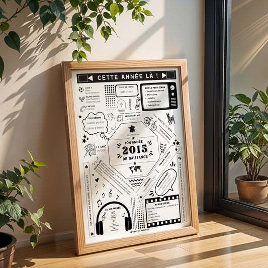 Affiche date de naissance 2015 - Affiche d'anniversaire - Carte année de naissance par Le Temps des Paillettes