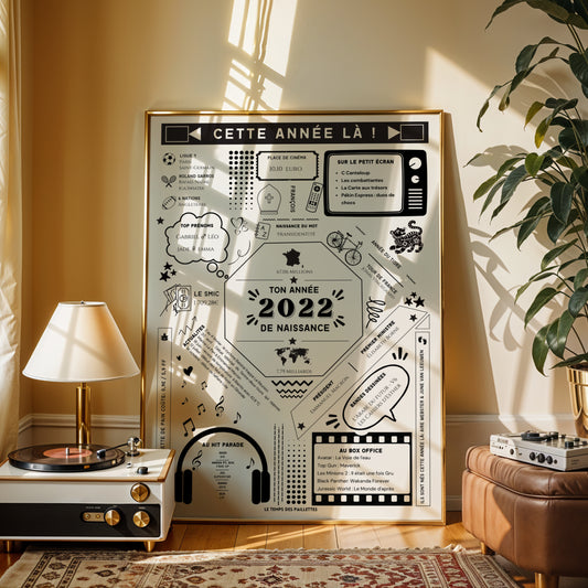 Affiche date de naissance 2022 - Affiche d'anniversaire - Carte année de naissance par Le Temps des Paillettes