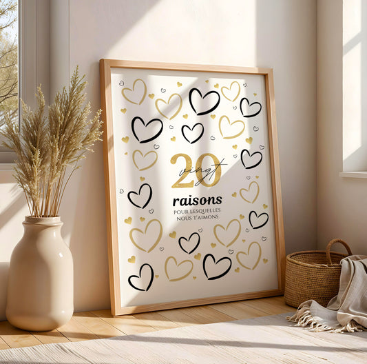 Anniversaire 20 ans - Affiche raisons pour lesquelles nous t’aimons