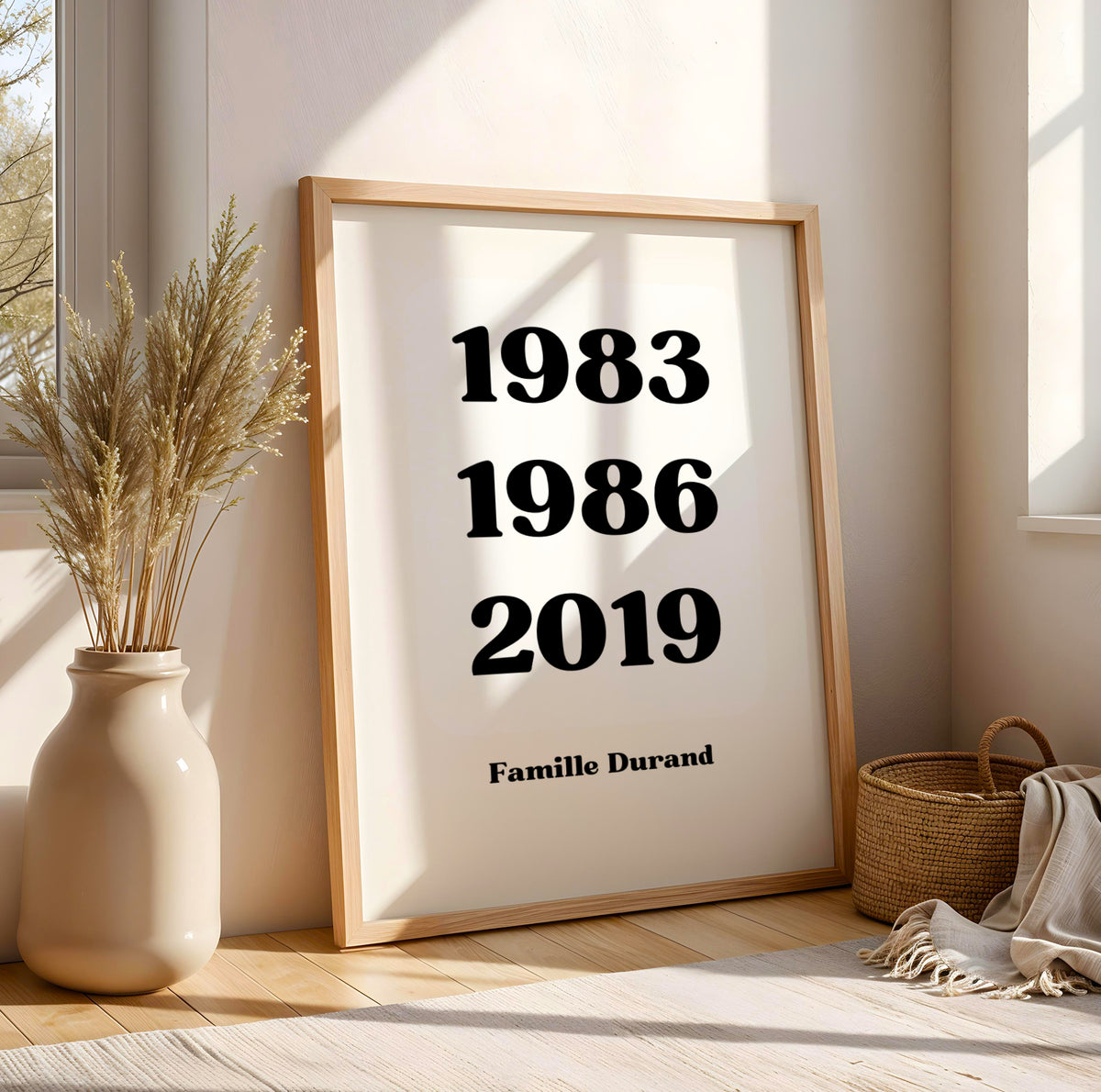 Affiche Dates de Naissance Famille Personnalisée Noir – Poster Prénoms et Dates Cadeau Noël Anniversaire - Image 3