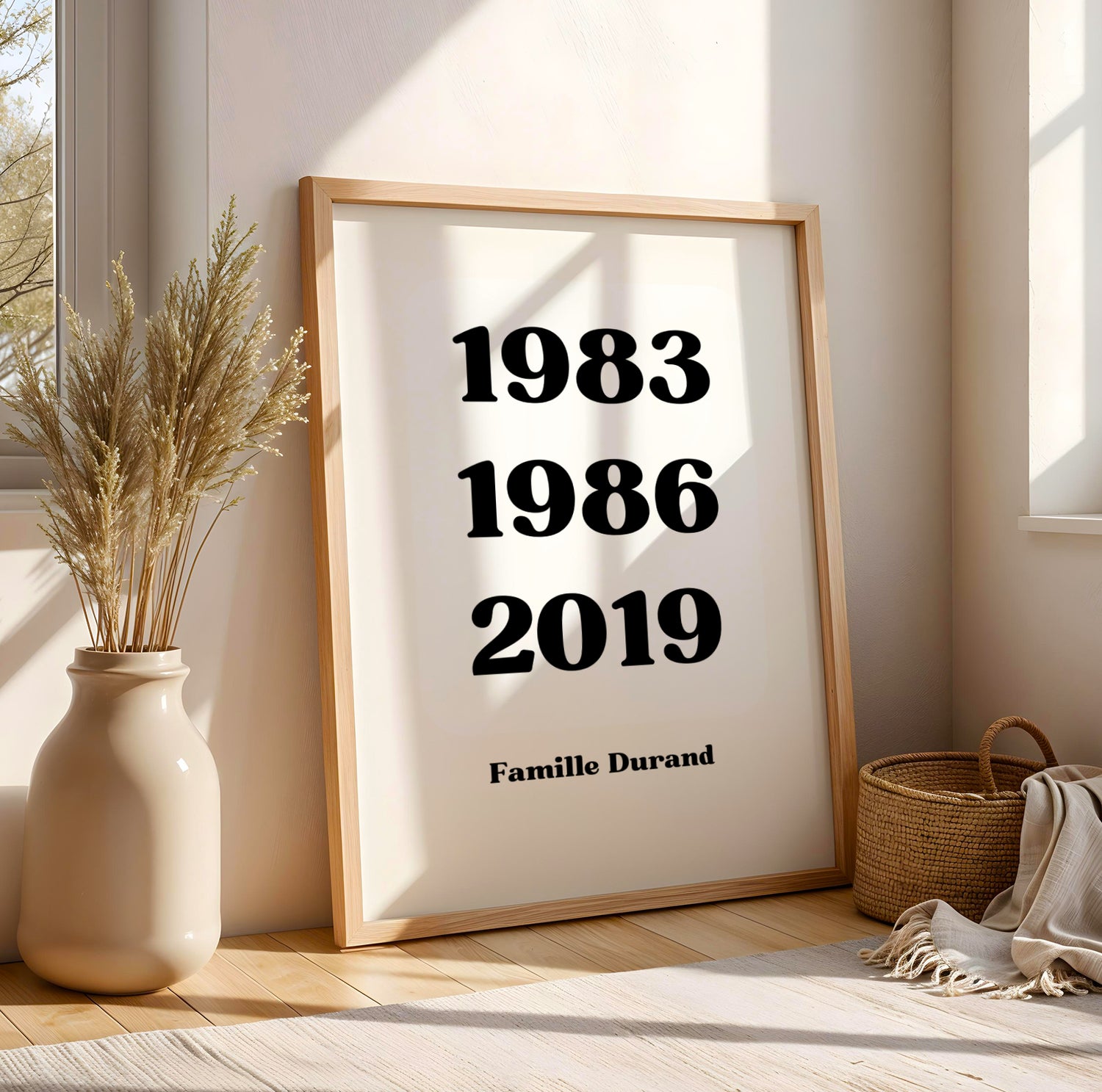 Affiche Dates de Naissance Famille Personnalisée Noir – Poster Prénoms et Dates Cadeau Noël Anniversaire - Image 3