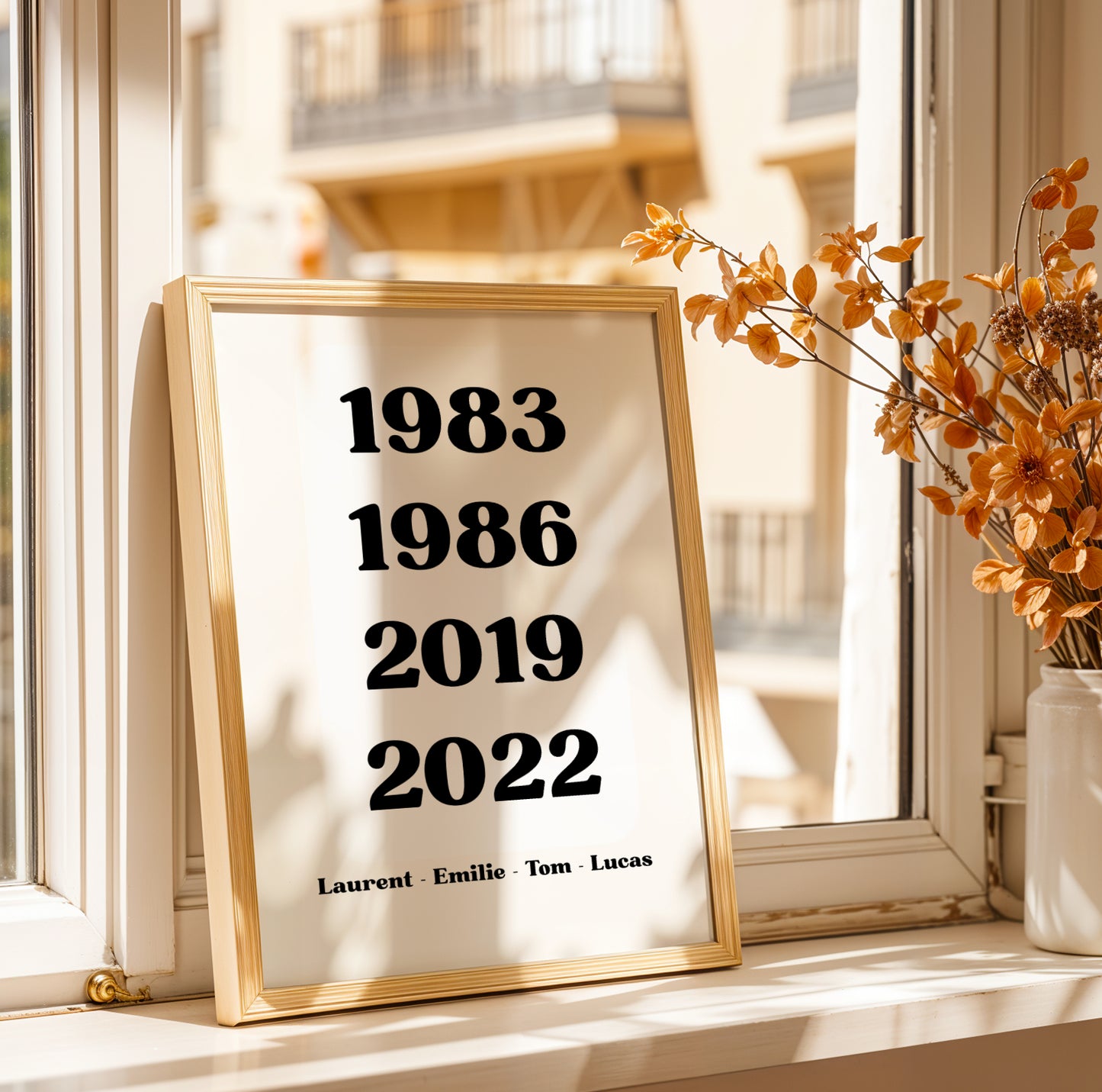 Affiche Dates de Naissance Famille Personnalisée Noir – Poster Prénoms et Dates Cadeau Noël Anniversaire - Image 4