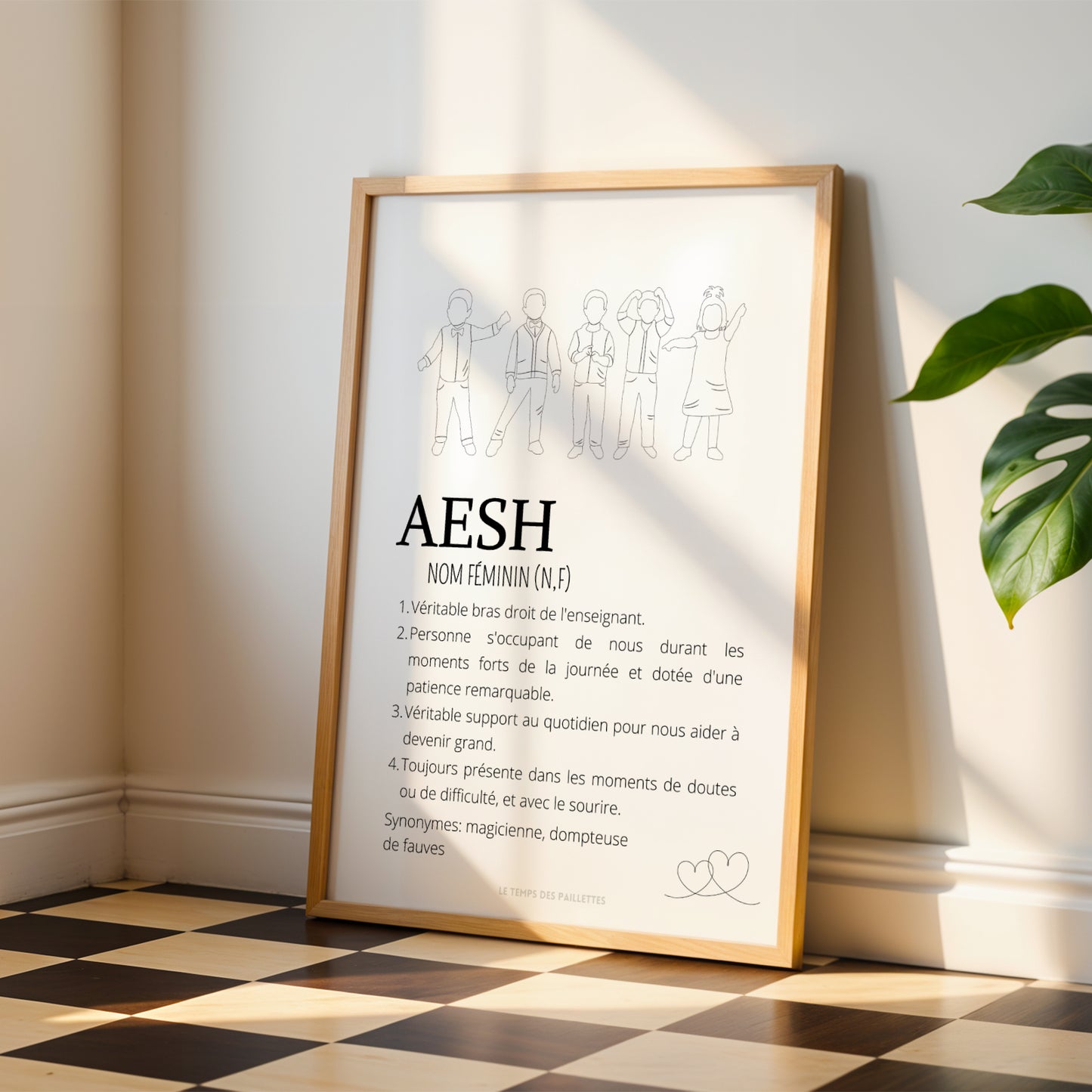 Affiche Définition AESH Personnalisée – Cadeau AESH Original Fin d'Année Scolaire - Image 1