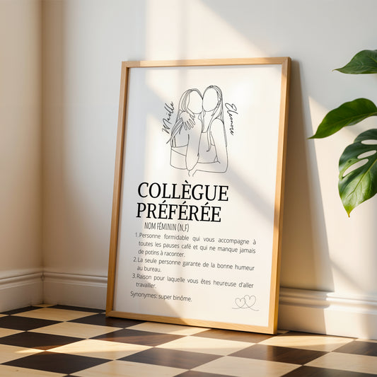 Affiche définition Collègue personnalisable - cadeau collègue personnalisable