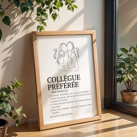 Affiche définition Collègue personnalisable -  cadeau collègue personnalisable