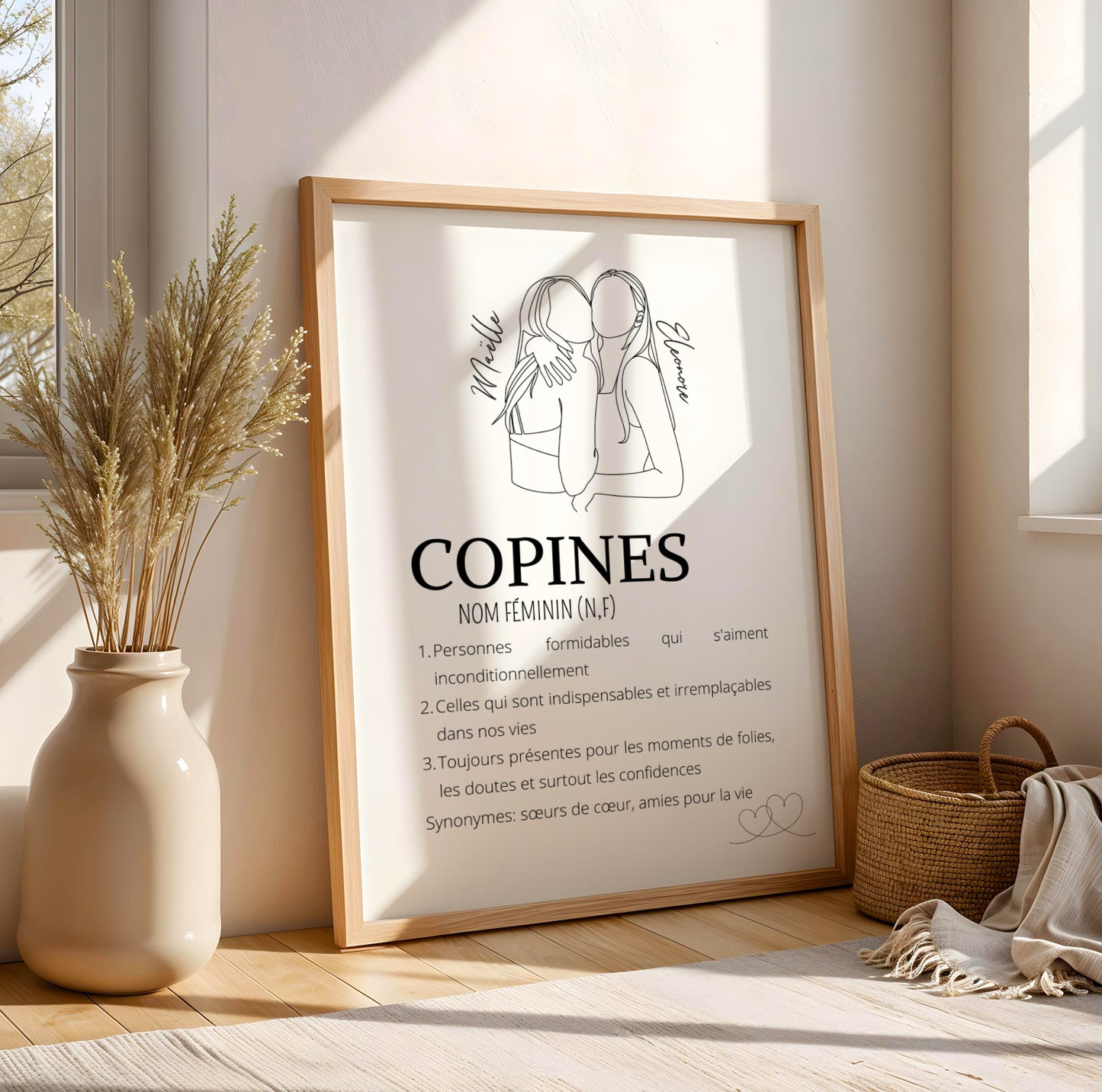 Affiche définition copines - cadeau pour meilleures amies - cadeau minimaliste BFF par Le Temps des Paillettes