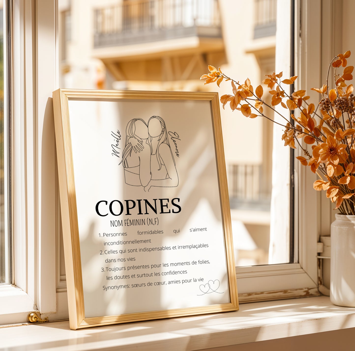 Affiche définition copines - cadeau pour meilleures amies - cadeau minimaliste BFF par Le Temps des Paillettes