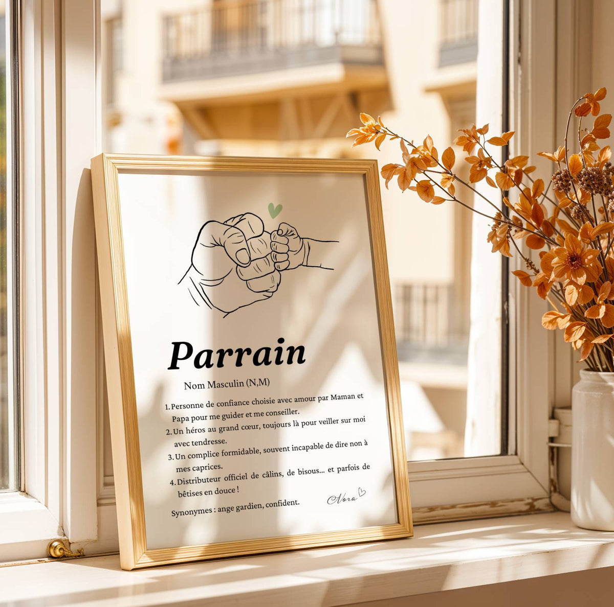 Affiche définition parrain - cadeau pour parrain - décoration single line par Le Temps des Paillettes - Image 4