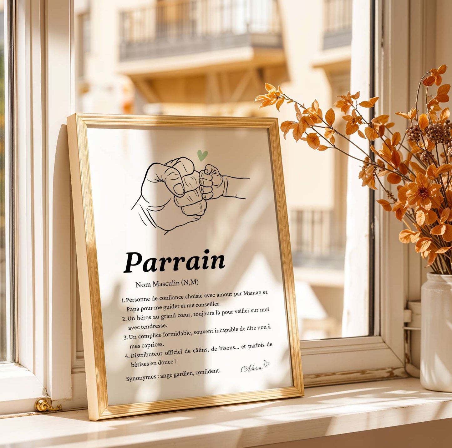 Affiche définition parrain - cadeau pour parrain - décoration single line par Le Temps des Paillettes
