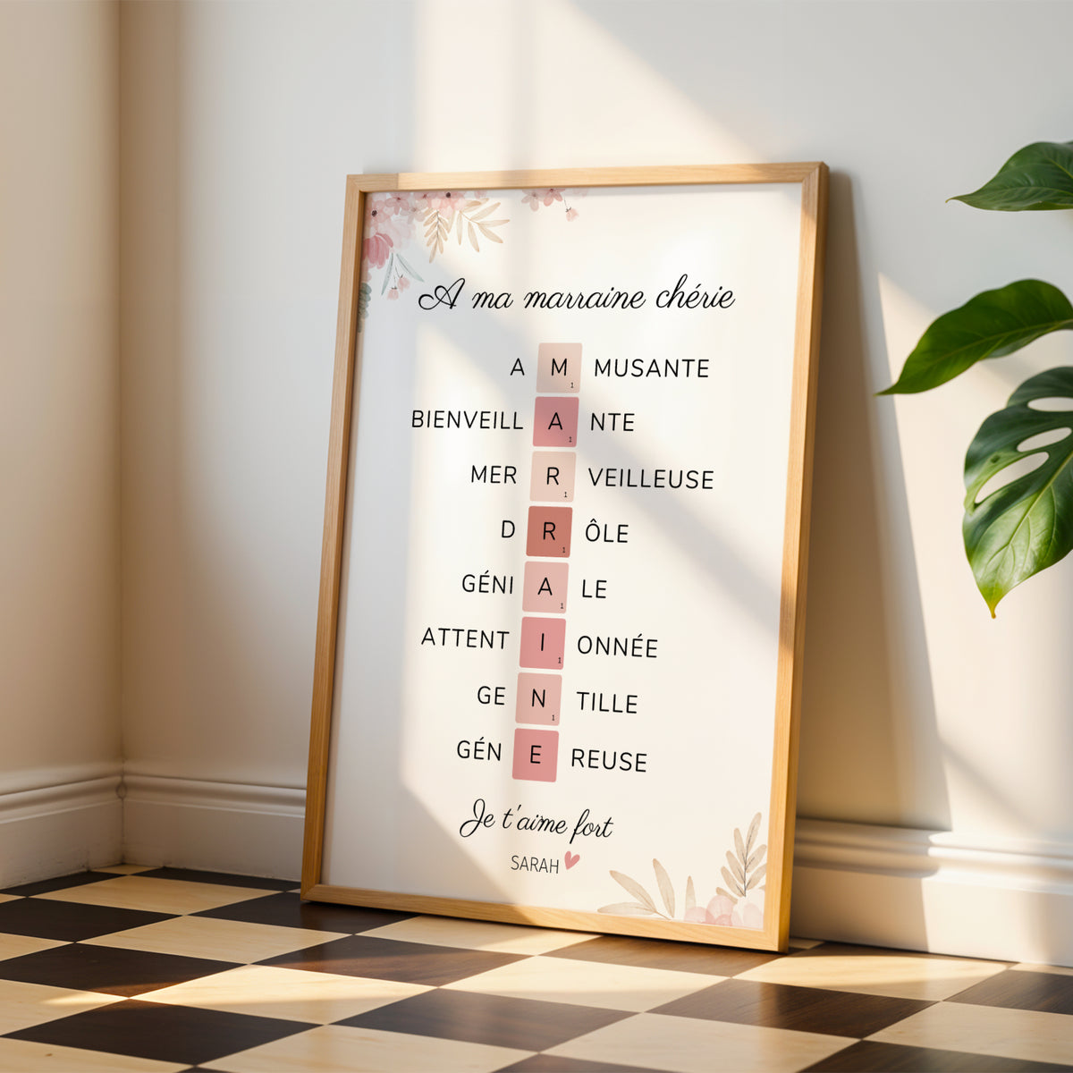 Affiche marraine personnalisée - cadeau marraine - Image 1