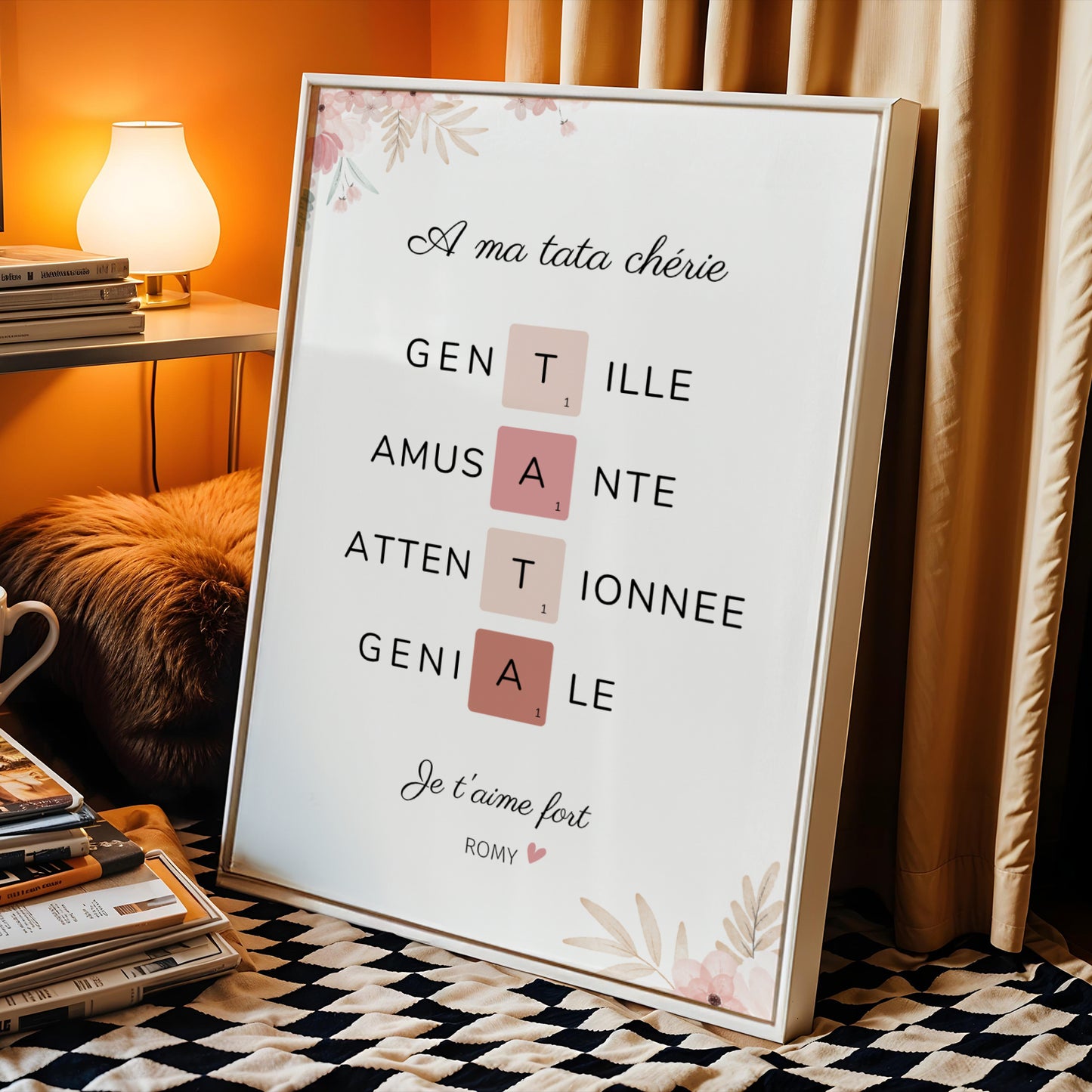 Affiche tata scrabble personnalisée - cadeau pour tata personnalisé  par Le Temps des Paillettes